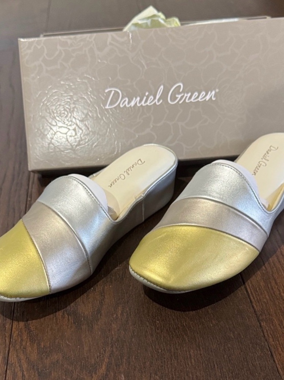 Daniel Green Metallic Color Block Slip-On Mules